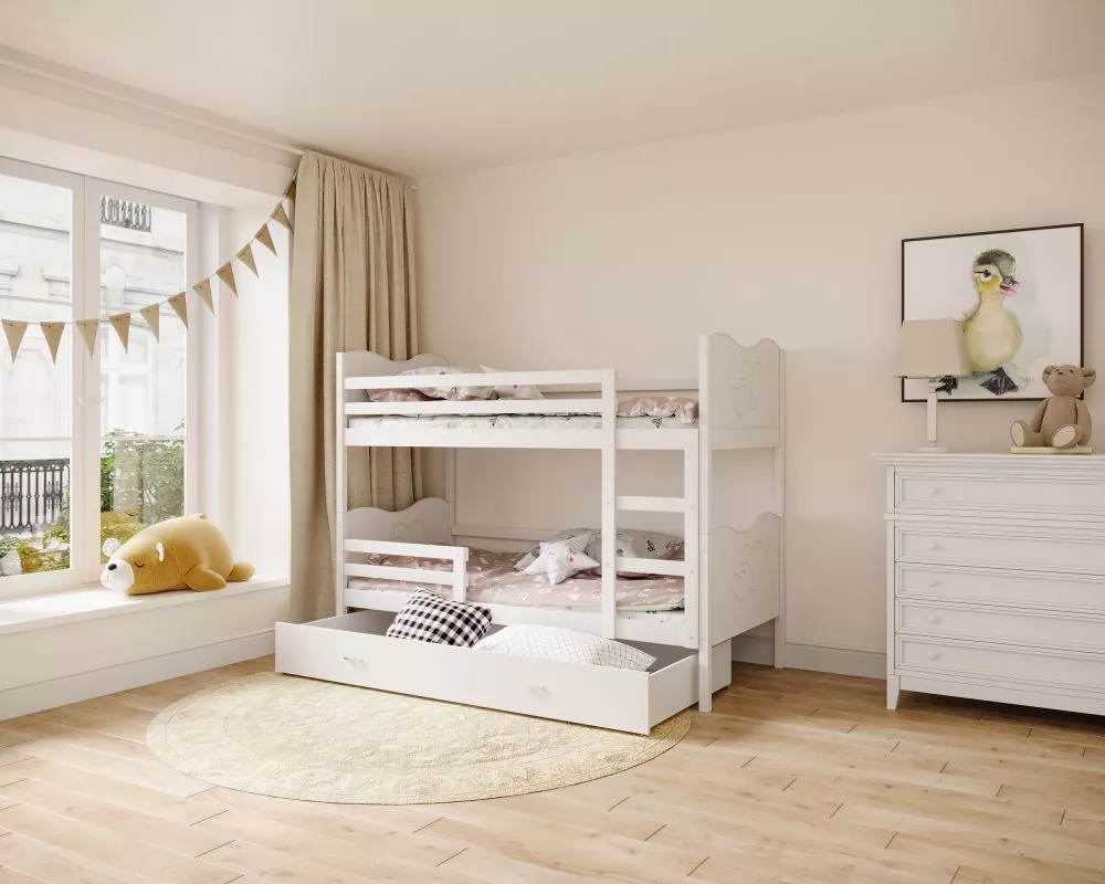 Bērnu gulta Max MDF 90x200 ar stelāžām Guļamvietas platums: 90 cm, Guļamvietas garums: 200 cm, · 96 × 208 × 158 cm