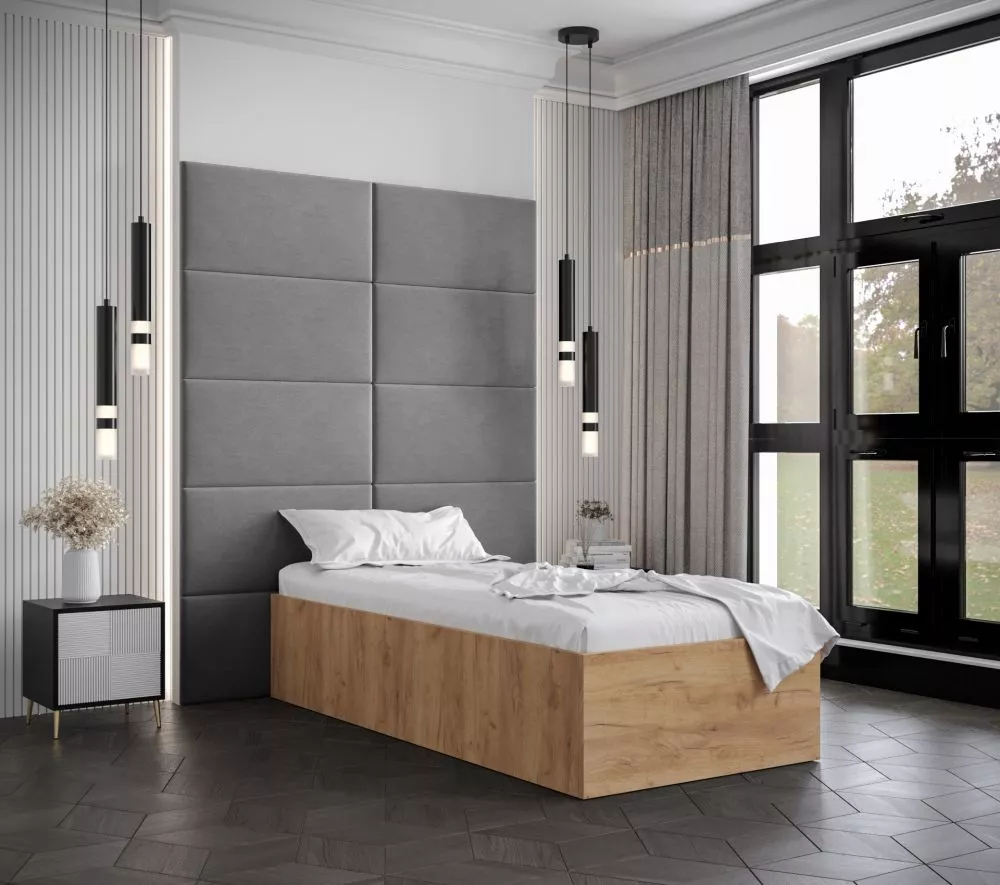 Gulta Bella 1 ar stelāžu Guļamvietas platums: 90 cm, Korpusa krāsa: ozols kraft zelts, Guļamvietas garums: 200 cm, stelā