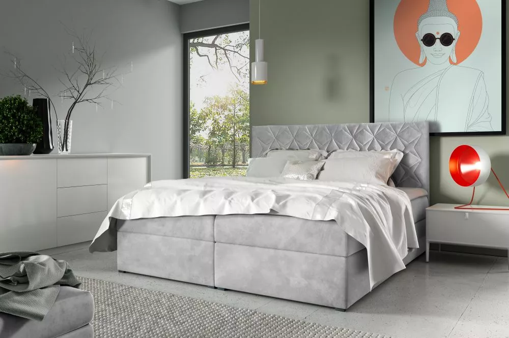 Gulta Box 7 Comfort Boxspring Standard Guļamvietas platums: 120 cm, Guļamvietas garums: 200 cm, · Gaiši pelēks · 124 × 2