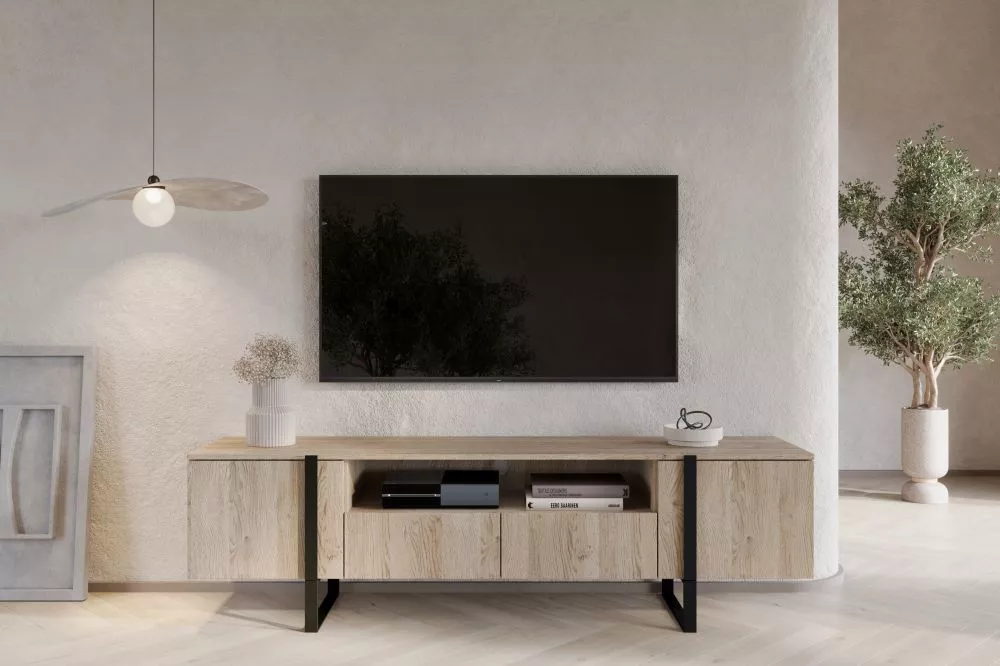 TV tumba Verica RTV 200 2D2SZ Black · Ozols · 200 × 45 × 57 cm