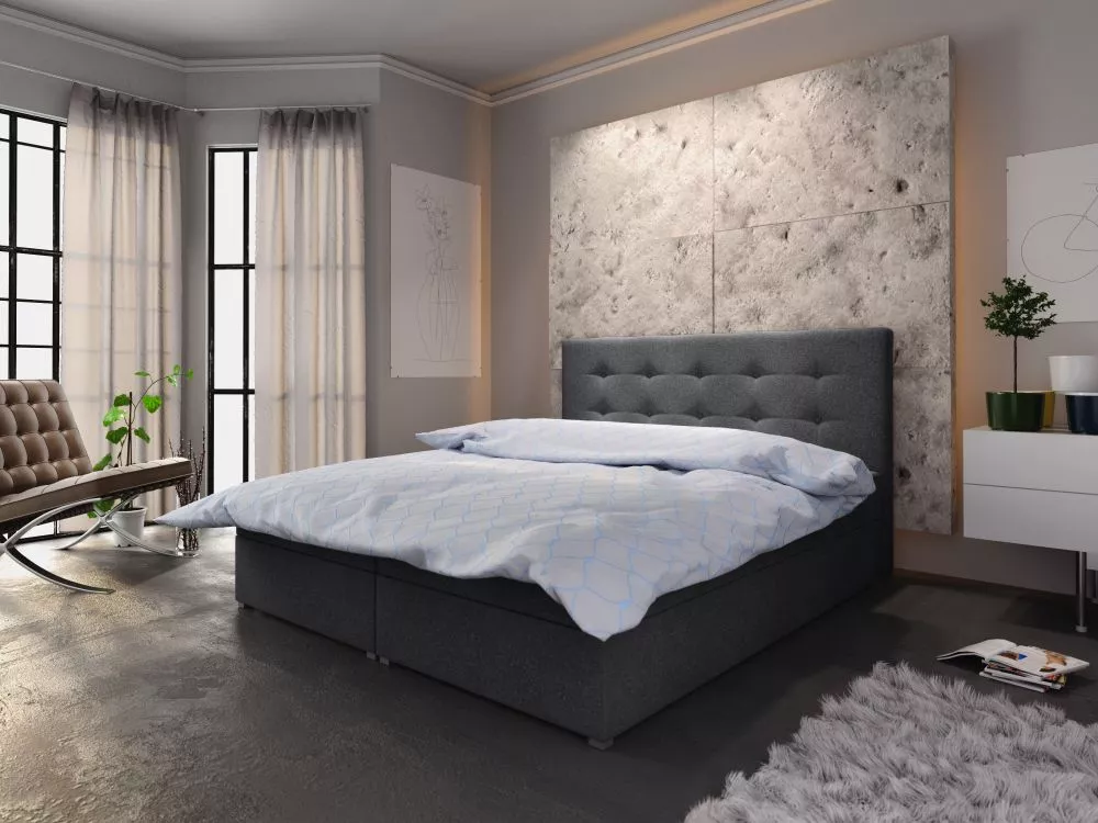 Gulta Fado 1 Boxspring Standard Guļamvietas platums: 160 cm, Guļamvietas garums: 200 cm, · Tumši pelēks · 165 × 208 × 10