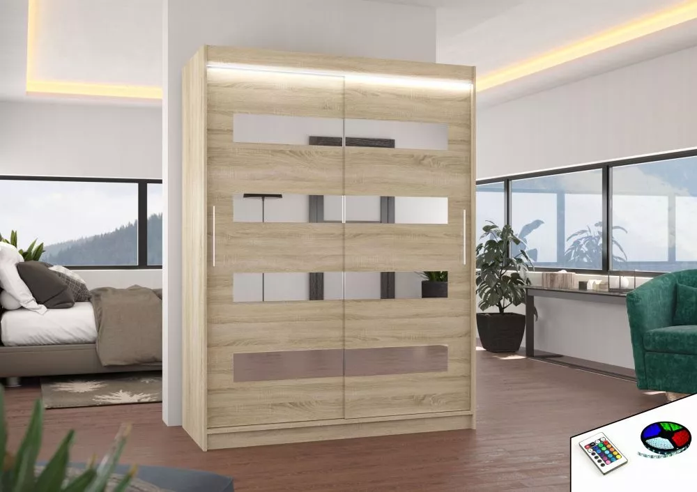 Skapis Baltic ar LED · Sonoma · 150 × 58 × 200 cm