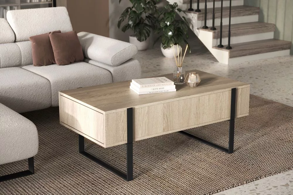 Žurnālgalds Verica L120 2SZ Black · Ozols · 120 × 60 × 48 cm