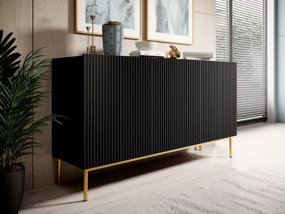 Kumode Nicole K150 3D Gold · Melns · 150 × 45 × 85 cm
