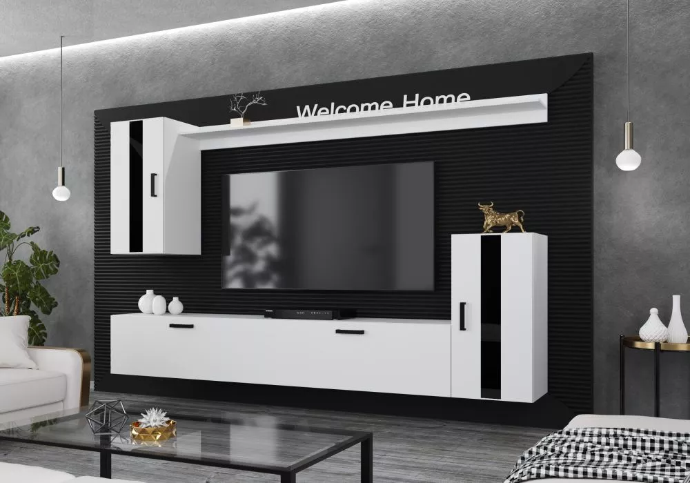 Sekcija Frixe ar LED · Balts · 237 × 35 × 183 cm
