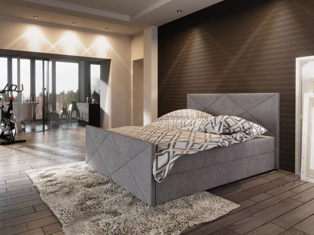 Gulta Milano 4 Boxspring Standard Guļamvietas platums: 160 cm, Guļamvietas garums: 200 cm, · Pelēks · 165 × 216 × 106 cm