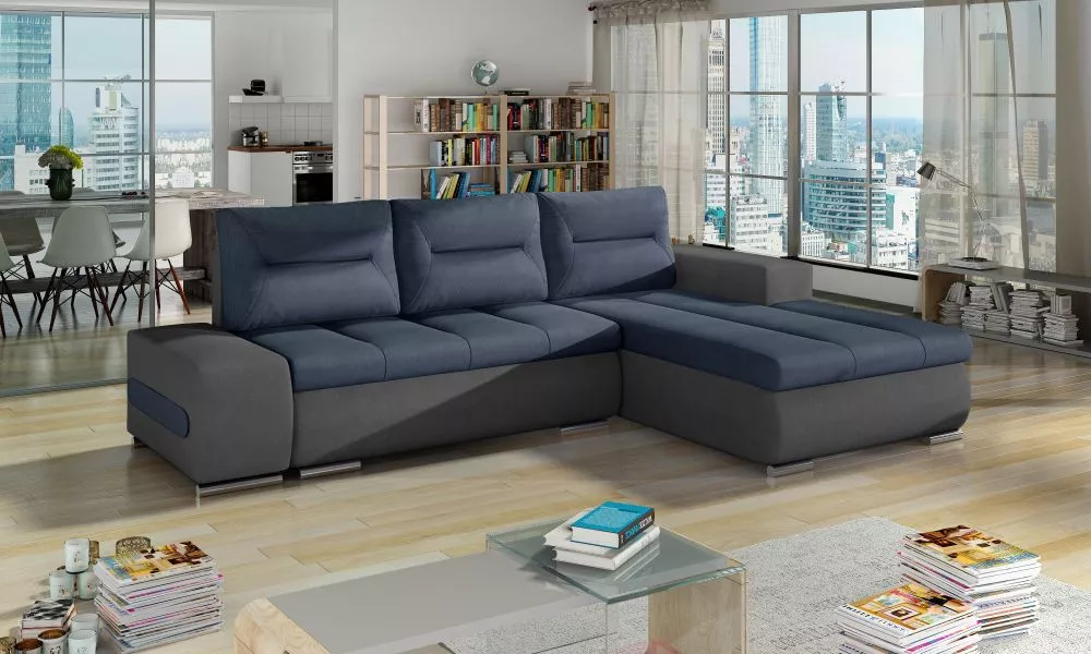 Dīvāns Ottavio standard · Zils + pelēks · 180 × 275 × 85 cm