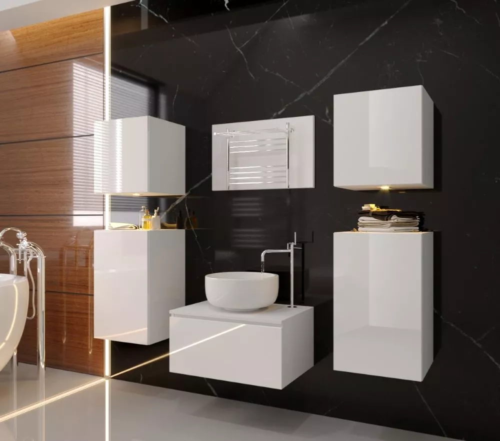 Vannas istabas komplekts Alius gloss 19 ar LED · Balts · 120 × 174 × 35 cm