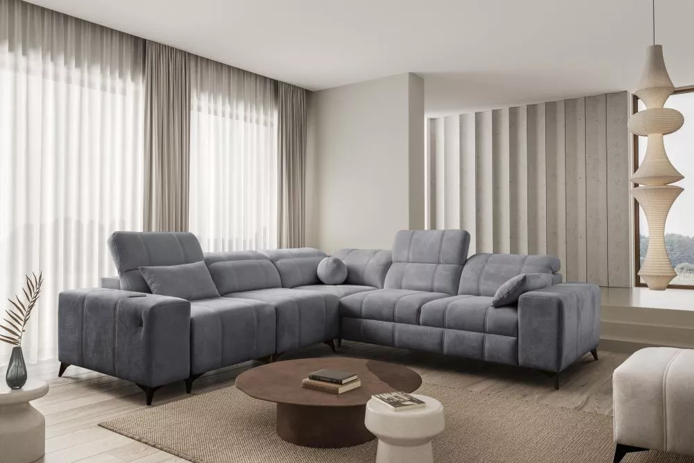 Dīvāns Dafne 3 Spring Standard · Tumši pelēks · 276 × 276 × 77 cm