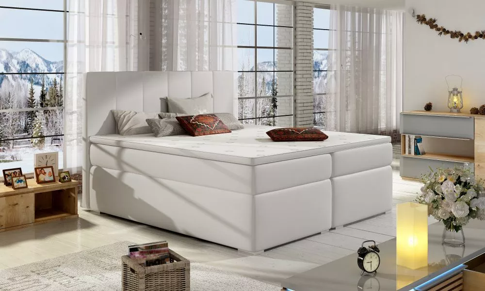 Gulta Bolero Boxspring standard Guļamvietas platums: 140 cm, Guļamvietas garums: 200 cm, · Balts · 143 × 205 × 126 cm