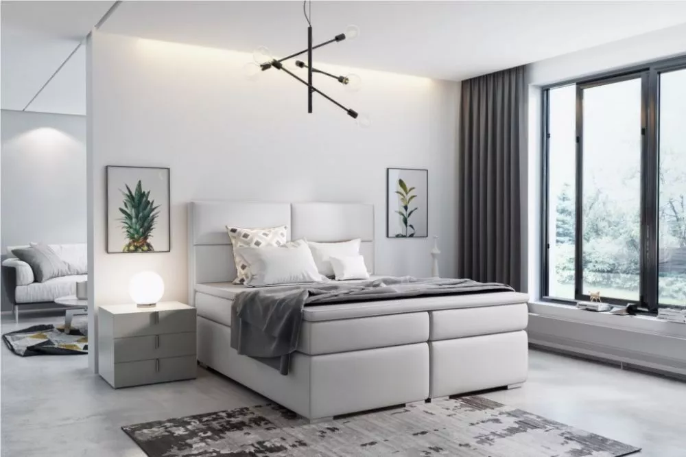Gulta Vivaldi Boxspring Standard Guļamvietas platums: 160 cm, Guļamvietas garums: 200 cm, · Balts · 170 × 206 × 120 cm