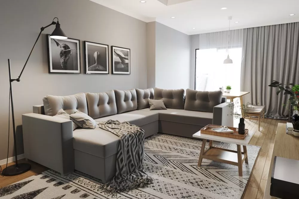 Dīvāns Milano Premium standard · Pelēks · 203 × 306 × 93 cm