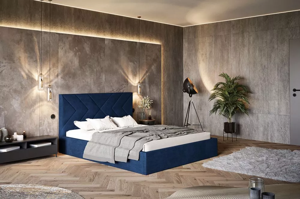 Gulta Gold 1 standard ar stelāžu Guļamvietas platums: 160 cm, Guļamvietas garums: 200 cm, stelāžas tips: koka, · Zila · 
