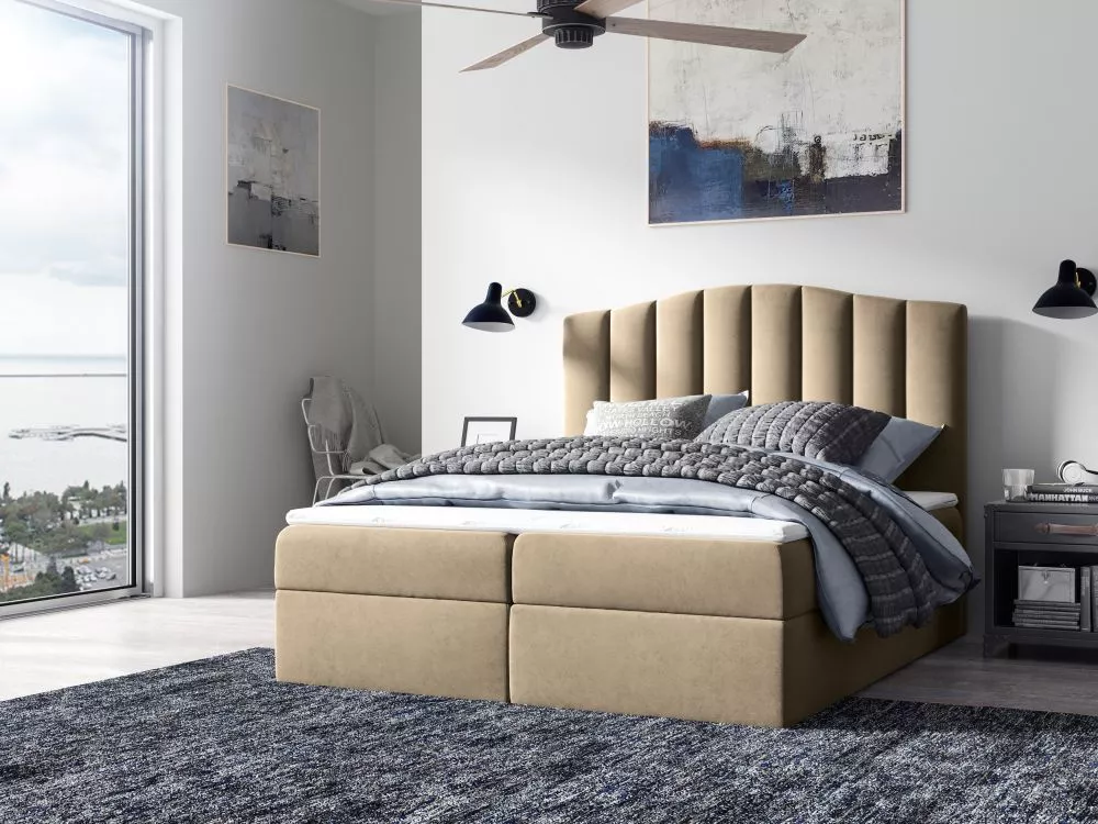 Gulta Lindos Boxspring Standard Guļamvietas platums: 120 cm, Guļamvietas garums: 200 cm, · Brūns · 124 × 208 × 125 cm