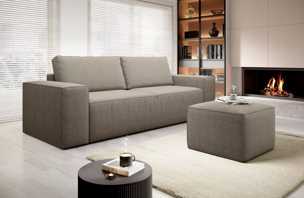 Dīvāns Silla 3S Standard ar pufu · Brūns · 104 × 260 × 96 cm