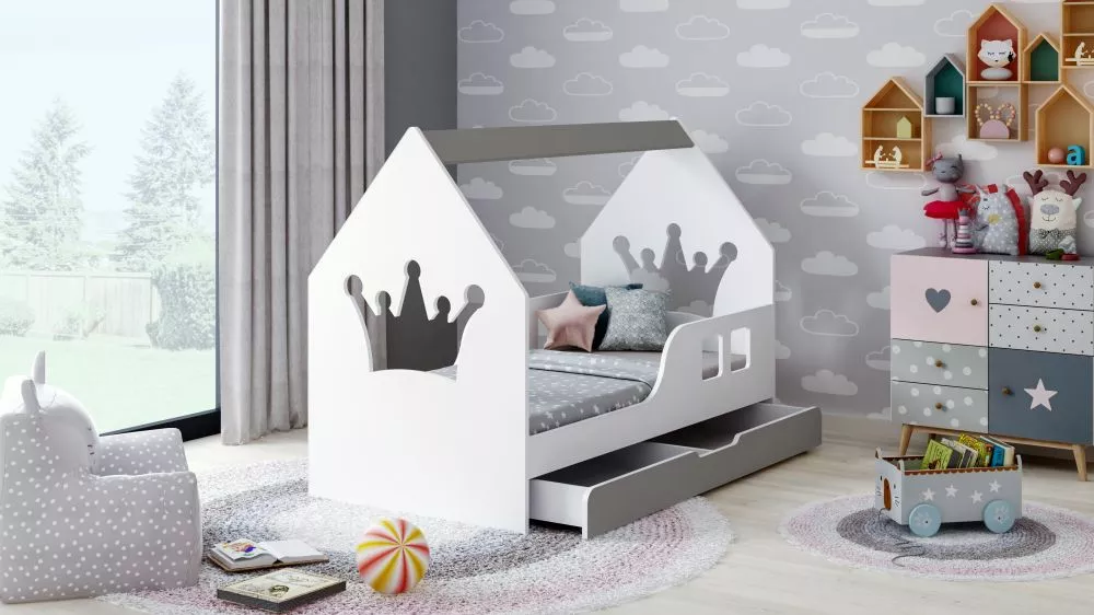Bērnu gulta House 3 Comfort ar stelāžu Guļamvietas platums: 80 cm, Guļamvietas garums: 160 cm, · 84.5 × 165 × 120 cm