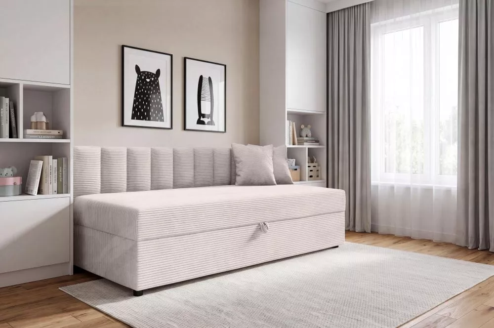 Bērnu gulta Remo 2 Boxspring Standard Guļamvietas platums: 92 cm, Guļamvietas garums: 197 cm, · Gaišais krēms · 97 × 202