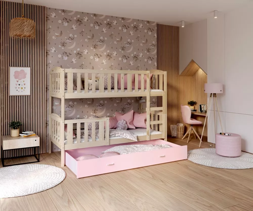Bērnu gulta Kubus 80x160 ar stelāžām Guļamvietas platums: 80 cm, Guļamvietas garums: 160 cm, · 86 × 168 × 158 cm