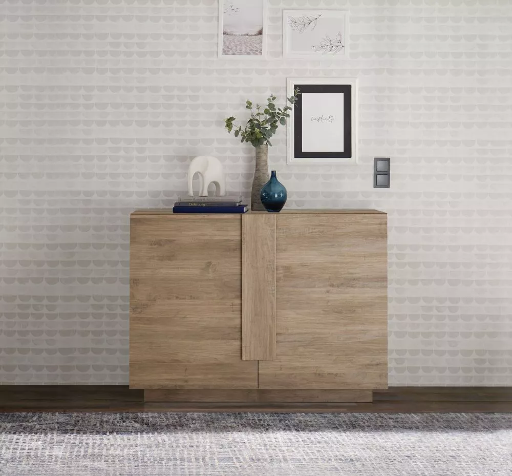 Kumode Jupiter K2D · Trifeļu ozols · 120 × 44 × 90 cm