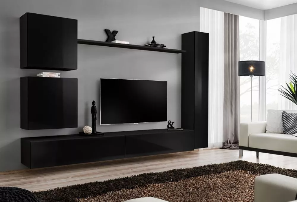 Sekcija Switch 8 · Melns · 280 × 40 × 180 cm
