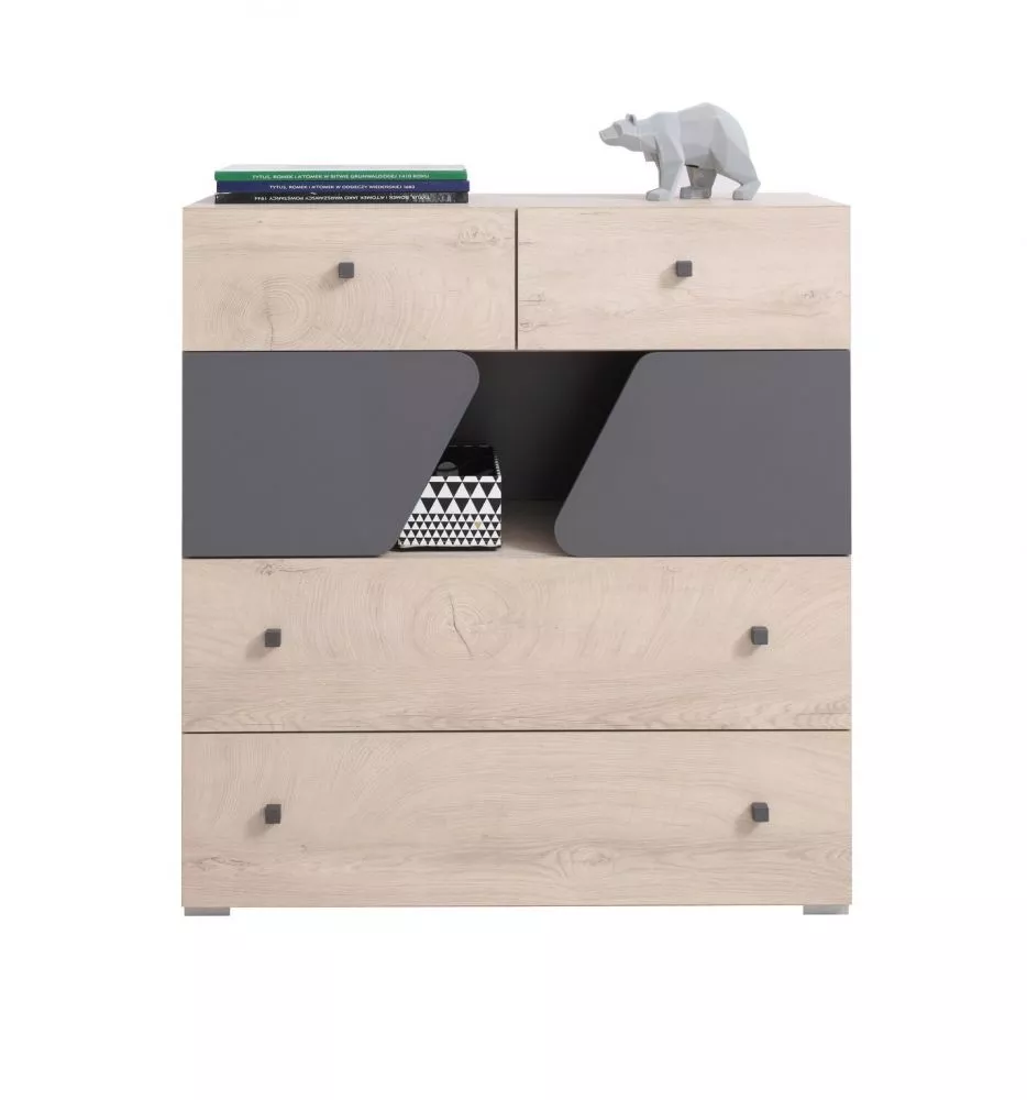 Kumode Delta DL10 · Ozols + antracīts · 90 × 40 × 95 cm