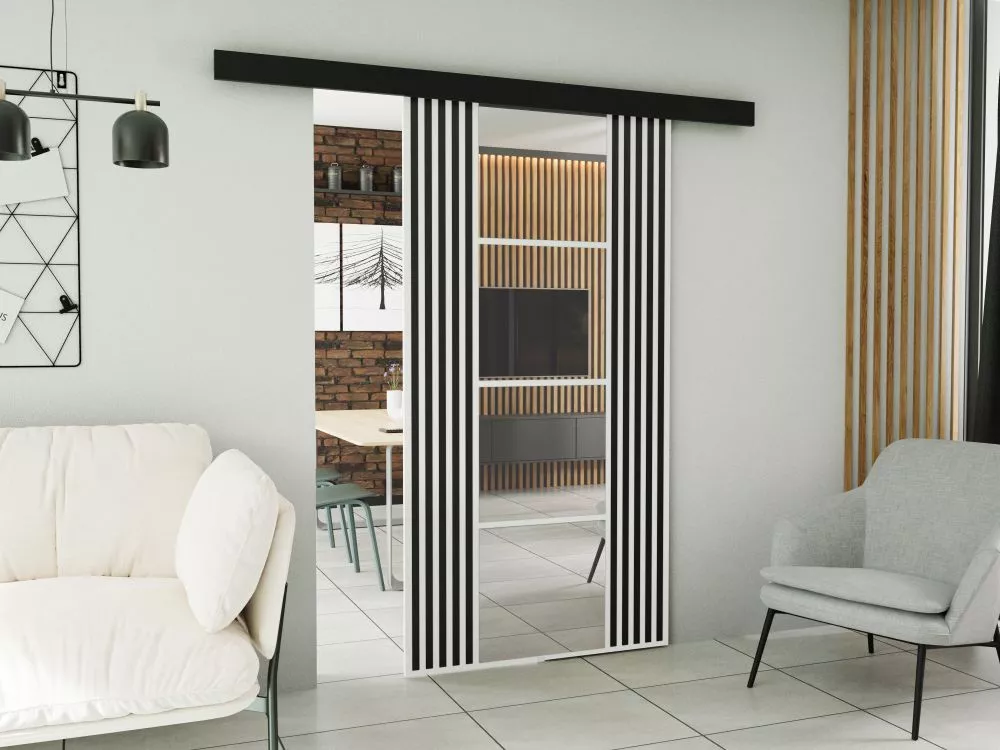 Bīdāmās durvis Empi Mirror · Balts · 106 × 205 cm