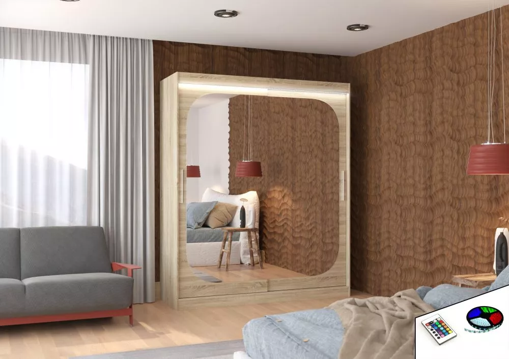 Skapis Arizona ar LED · Sonoma · 180 × 58 × 215 cm