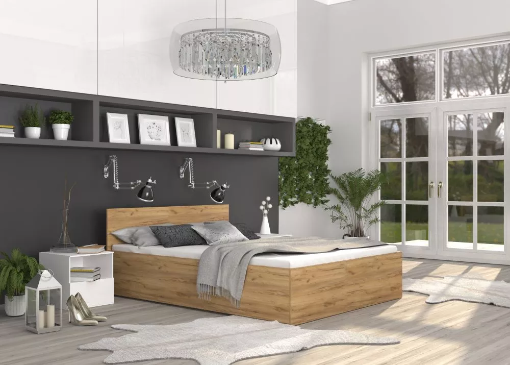 Gulta Panama Plus ar stelāžu Guļamvietas platums: 120 cm, Guļamvietas garums: 200 cm, stelāžas tips: metāla, · Ozols kra