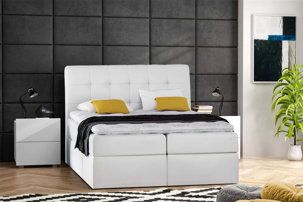 Gulta Boxspring 50 standard Guļamvietas platums: 120 cm, Guļamvietas garums: 200 cm, · Balts · 121 × 210 × 130 cm