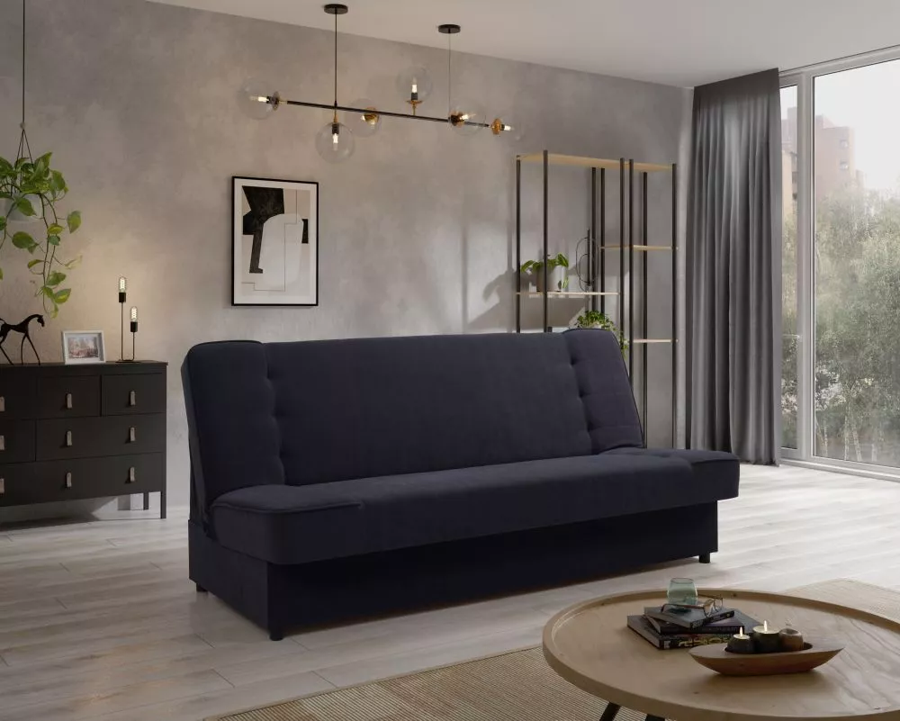 Dīvāns Aneta Standard Guļamvietas platums: 120 cm, · Melns · 206 × 90 cm
