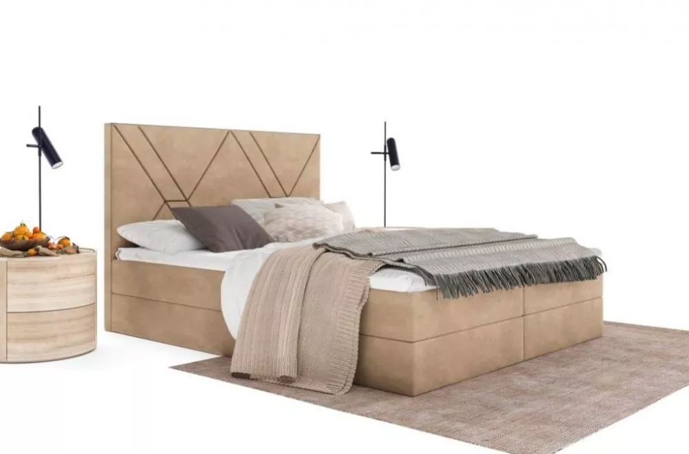 Gulta Garofano Boxspring standard Guļamvietas platums: 140 cm, Guļamvietas garums: 200 cm, · Bēšs · 142 × 207 × 123 cm