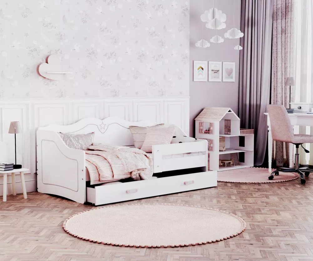Bērnu gulta Lili ar stelāžu Guļamvietas platums: 80 cm, Guļamvietas garums: 160 cm, · 85 × 163 × 65 cm