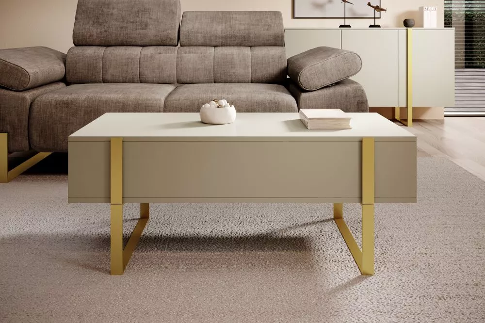 Žurnālgalds Verica L120 2SZ Gold · Gaiši bēšs · 120 × 60 × 48 cm