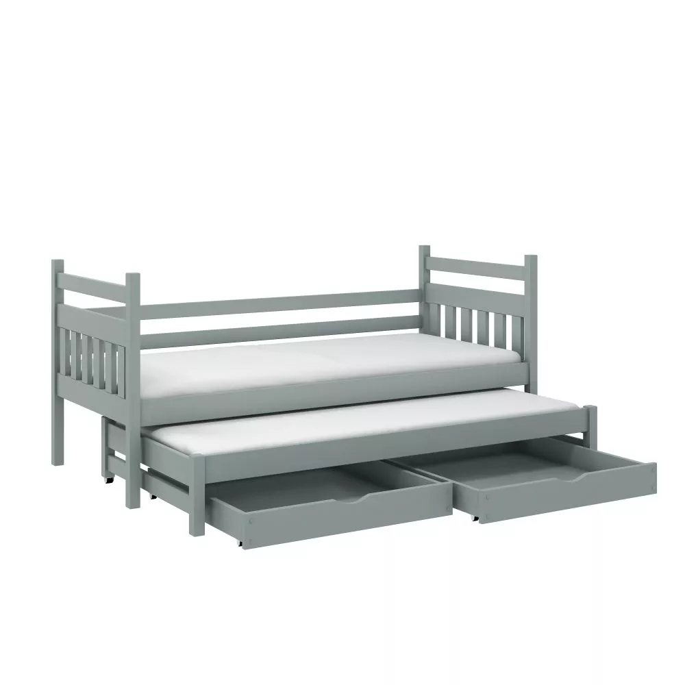 Bērnu gulta Daniel ar stelāžām Guļamvietas platums: 80 cm, Guļamvietas garums: 180 cm, · Pelēks · 87 × 188 × 85 cm