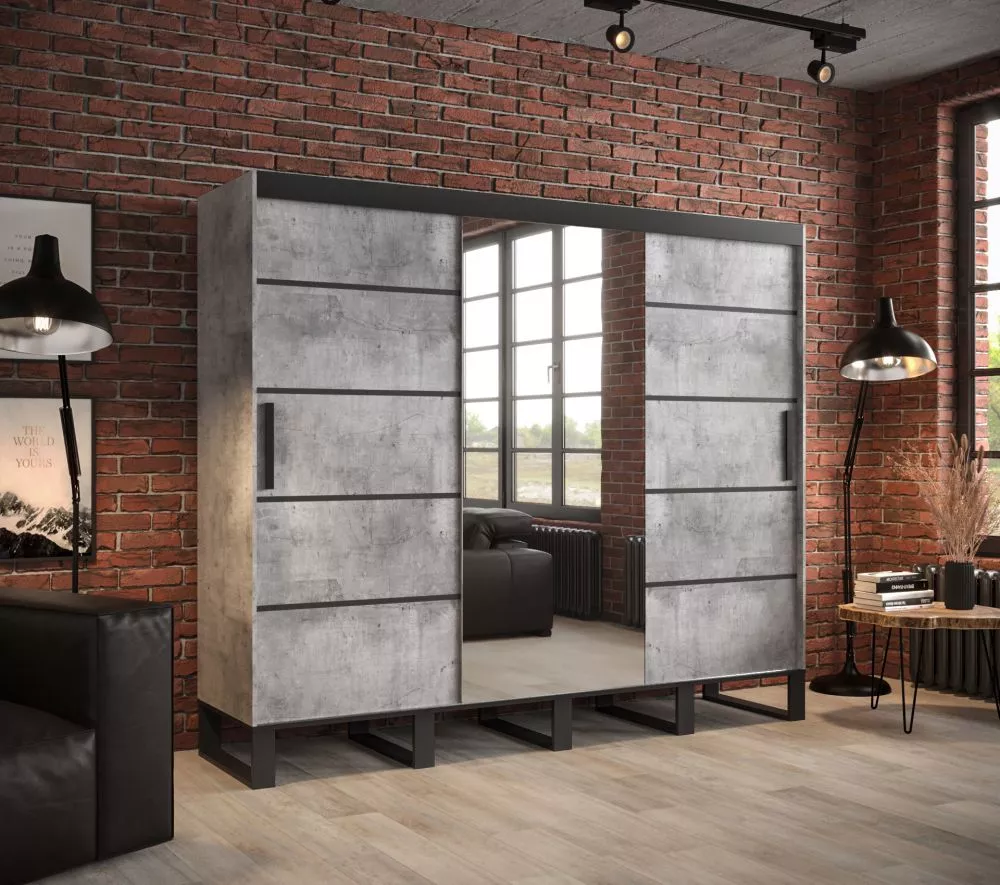 Skapis Loft V2 · Betons · 250 × 62 × 212 cm