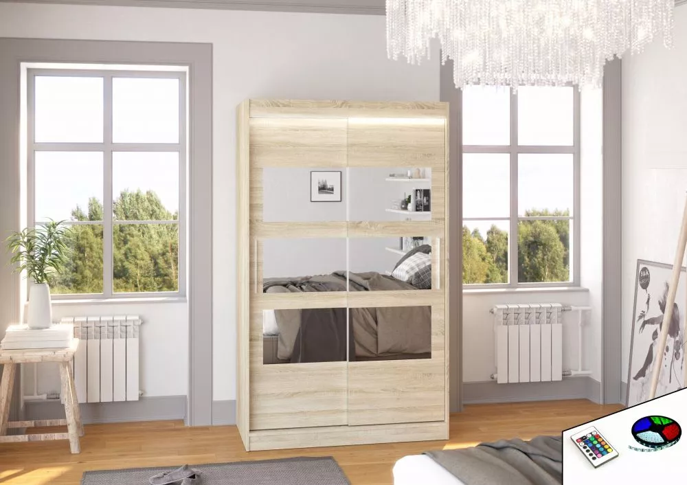 Skapis Kolorado ar LED · Sonoma · 120 × 58 × 200 cm