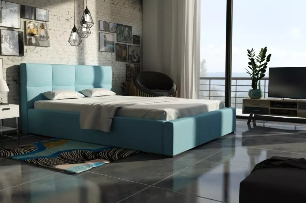Gulta Gio Standard ar stelāžu Guļamvietas platums: 200 cm, Guļamvietas garums: 200 cm, · Gaišs tirkīzs · 218 × 220 × 94 