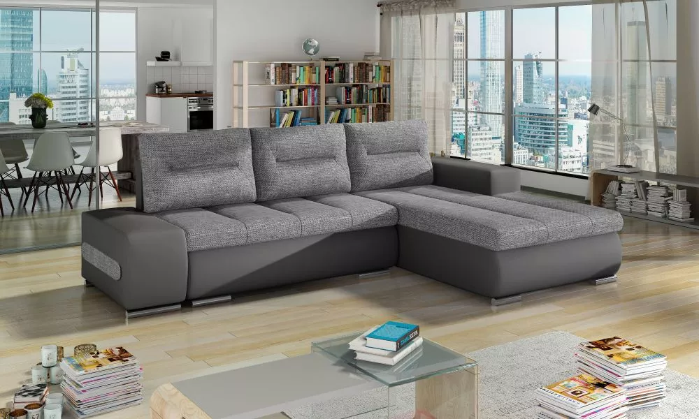 Dīvāns Ottavio Lux standard · Pelēks + tumši pelēks · 180 × 275 × 85 cm