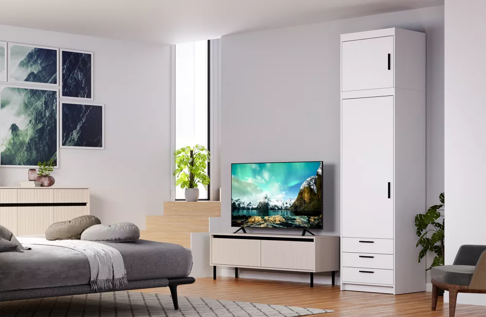 Skapis Elena 1D3S Premium · Balts · 59.9 × 53 × 245.5 cm