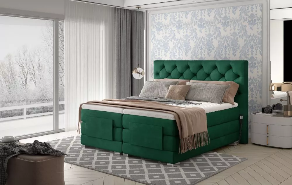 Gulta Clover Electric Boxspring standard Guļamvietas platums: 160 cm, Guļamvietas garums: 200 cm, · Zaļš · 178 × 217 × 1