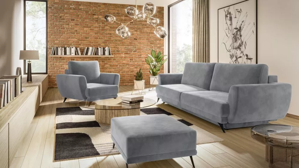 Komplekts Megis 3S+1S+P Premium standard · Gaiši pelēks · 95 × 250 × 90 cm