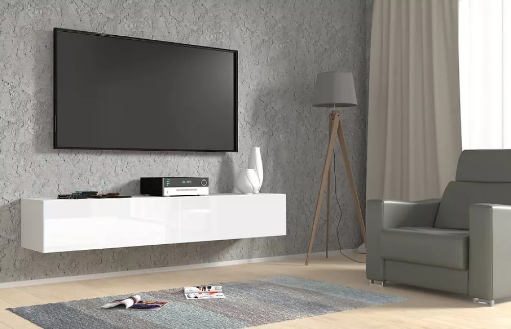 TV tumba Bingo RTV · Balts · 180 × 40 × 30 cm