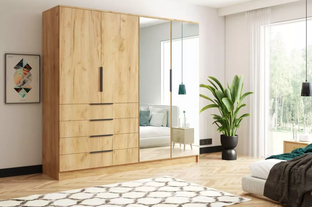 Skapis Bogota · Ozols craft zelts · 200 × 61 × 215 cm