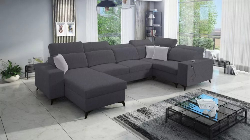 Dīvāns Bartone 4 Mix Standard · Tumši pelēks · 203 × 361 × 83 cm