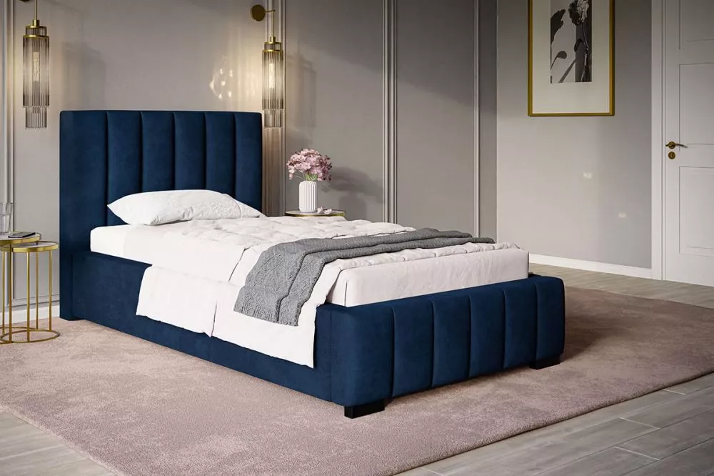 Gulta Bed 1 standard ar stelāžu Guļamvietas platums: 90 cm, Guļamvietas garums: 200 cm, stelāžas tips: koka, · Zila · 11