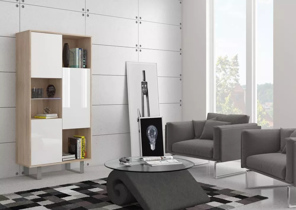 Plaukts King kin 06 · Sonoma + balts spīdums · 80 × 165 × 36 cm