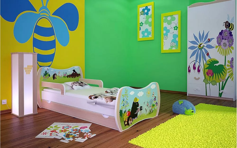 Bērnu gulta Dream L02 140x70 DM18 ar stelāžu Guļamvietas platums: 70 cm, Guļamvietas garums: 140 cm, · 94 × 144 × 71 cm