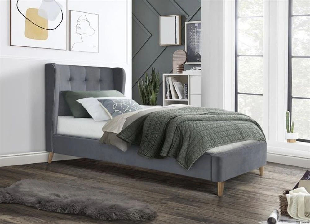 Gulta Estella ar stelāžu Guļamvietas platums: 90 cm, Guļamvietas garums: 200 cm, · Pelēks · 102 × 219 × 113 cm