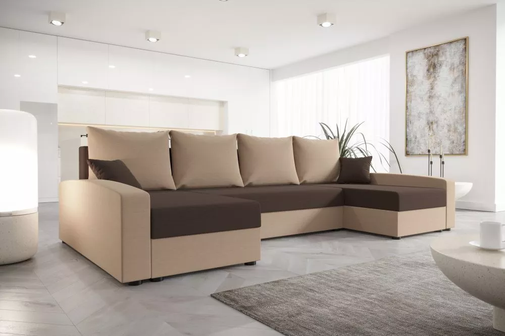 Dīvāns Chievo U Standard · Tumši brūns + brūns · 140 × 301 × 90 cm