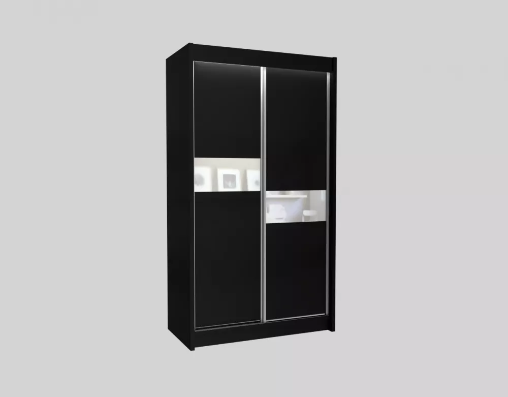Skapis Livia ar LED · Melns · 120 × 61 × 216 cm